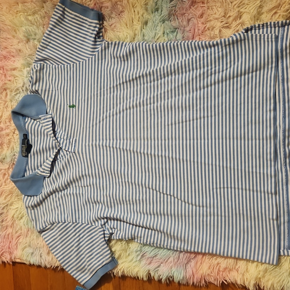 Polo Ralph Lauren blue and white striped polo shirt men's size XL